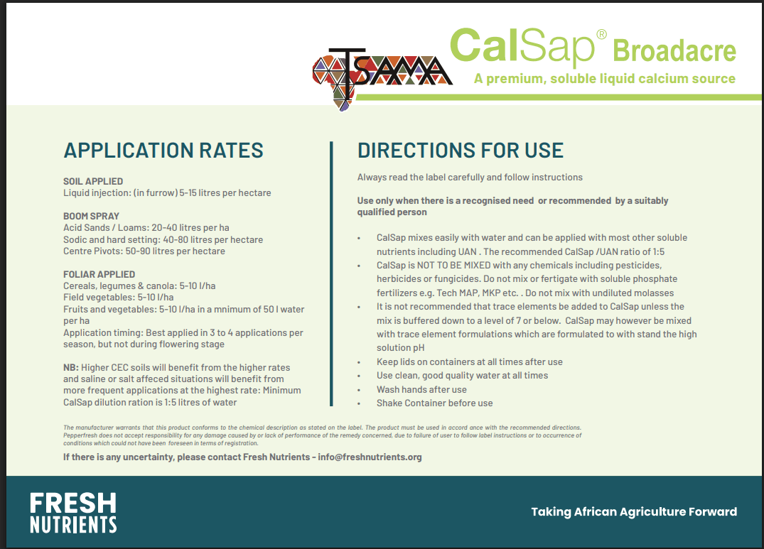 calsap - Back Label